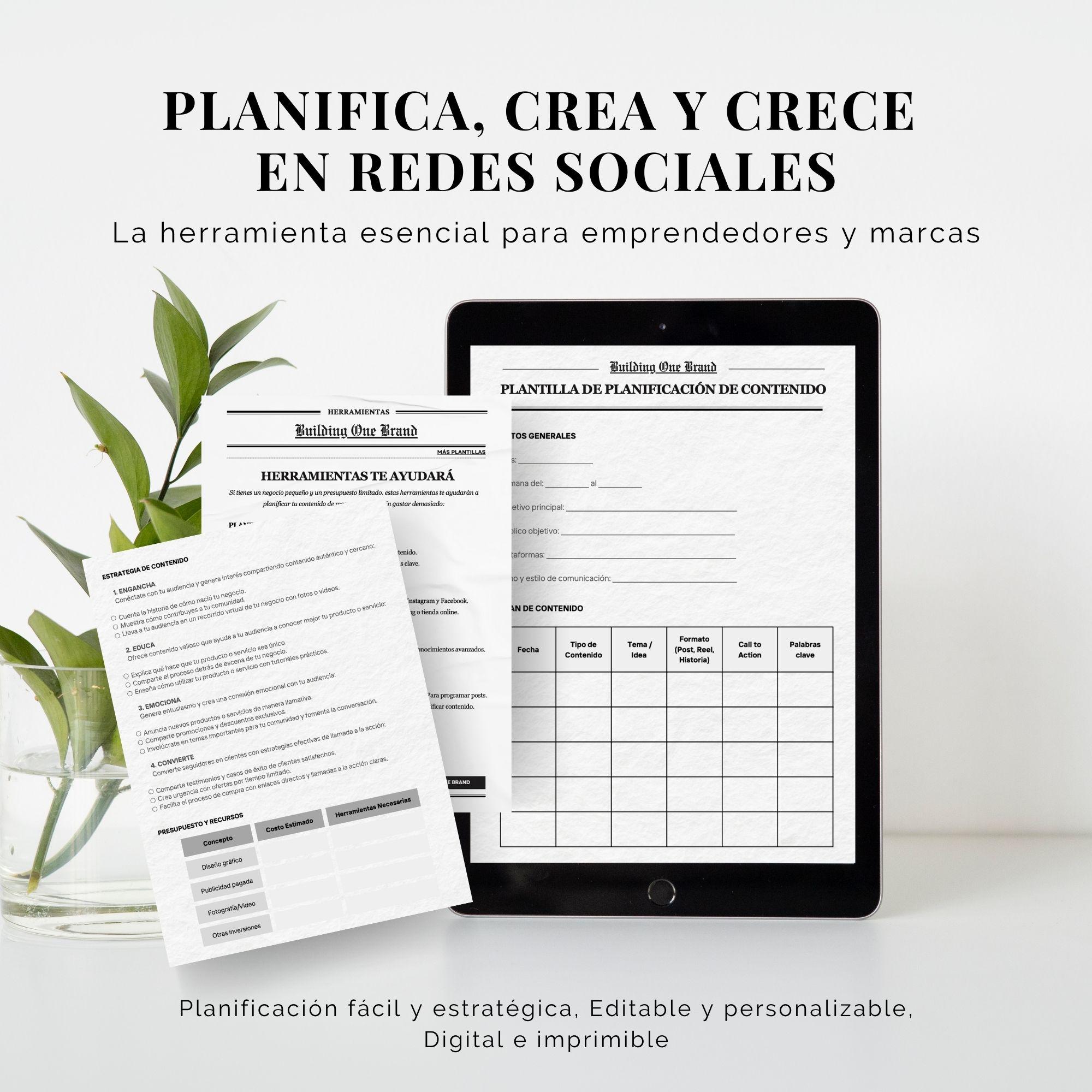 Editable Content Planner Template: Social Media Strategy (Printable & Digital)