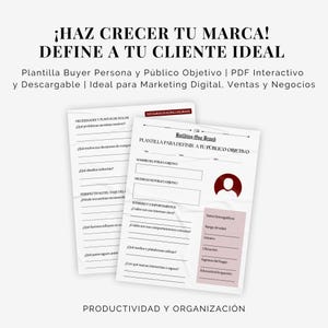 以下が含まれることがあります： ターゲットオーディエンスを定義するためのテンプレートというタイトルの印刷可能なワークシートで、ターゲットオーディエンスのニーズ、興味、人口統計、行動を特定するためのセクションがあります。このワークシートは、企業が理想的な顧客を理解するのに役立つように設計されています。