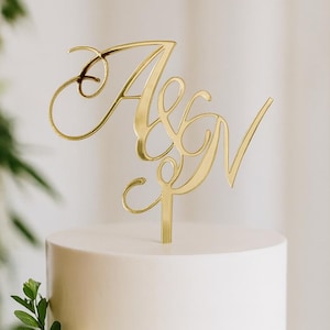 Custom Monogram Acrylic Cake Topper: Elegant Wedding Anniversary Decor