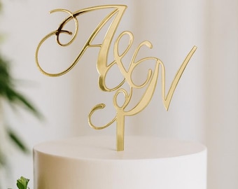 Custom Monogram Acrylic Cake Topper: Elegant Wedding Anniversary Decor