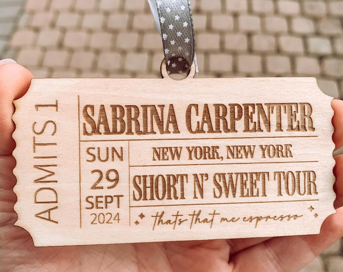 Engraved Wooden Concert Ticket Keepsake: Personalized Event Memento
