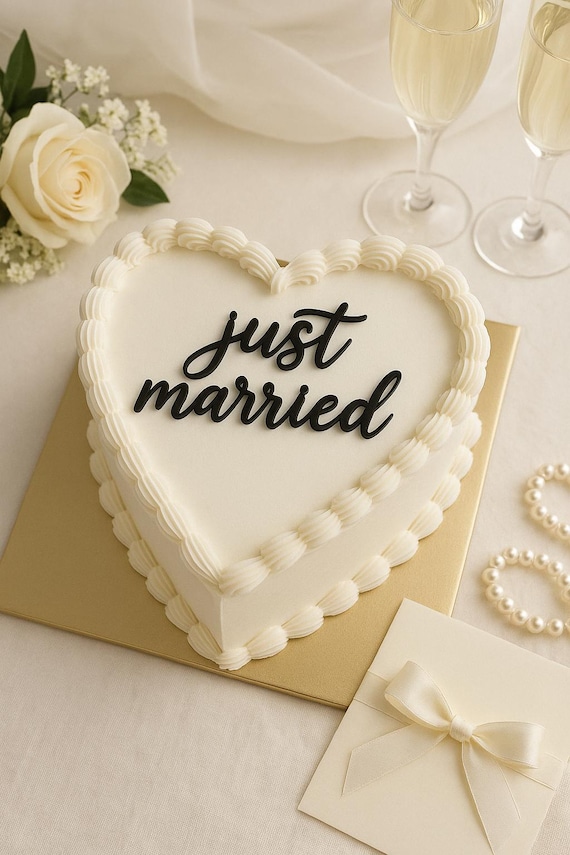 Just Married Acrylic Cake Topper | Modern Wedding Decor