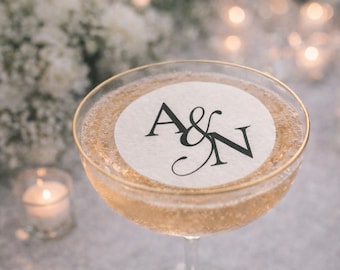 Personalized Initial Drink Toppers, Wedding Monogram Cocktail Toppers, Bridal Shower, Engagement Party