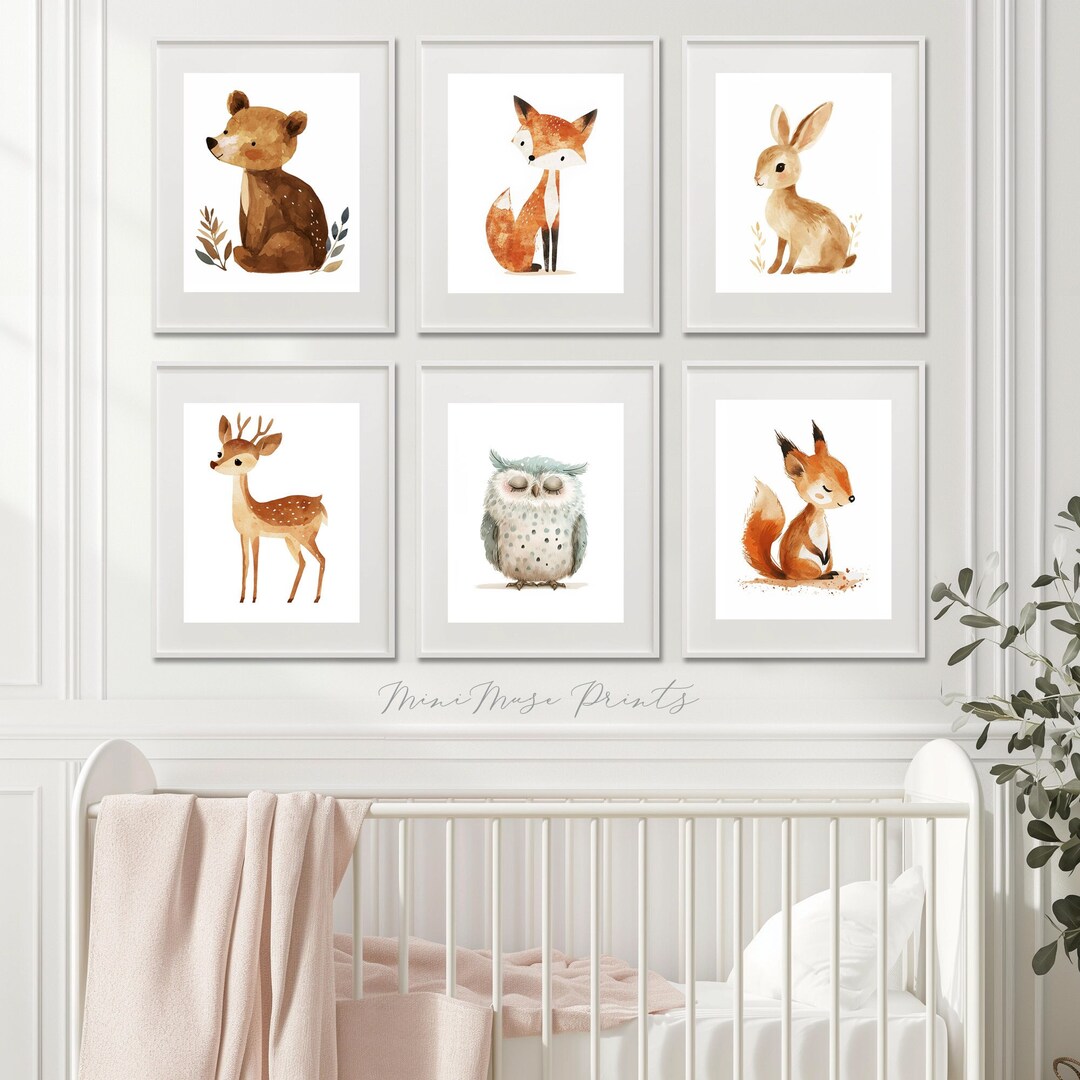 Woodland Nursery Prints, Forest Nursery Decor, Set of 6 Printable ...