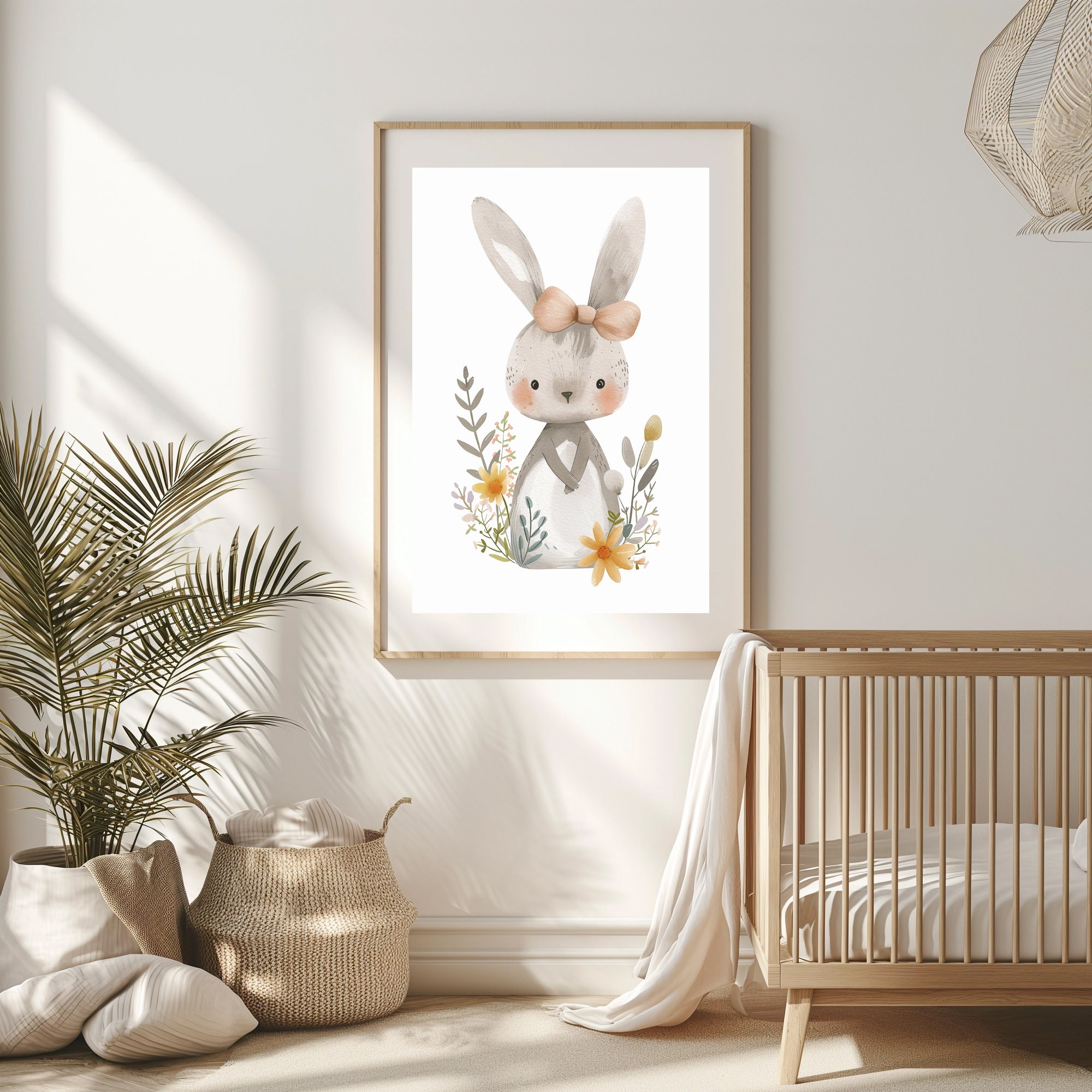 Cute Bunny Woodland Nursery Print, Nursery Décor, Girl Nursery Prints ...