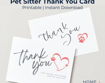Pet Sitter Thank You Card Printable • Dog Walker Appreciation Card • Printable Dog Mom Thank You • Instant Download