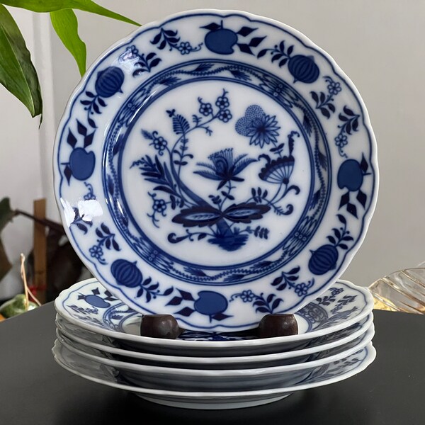 Schaller / Winterling Bavaria Blue Onion Bread & Butter  Plate Set Of 5 Made in Germany