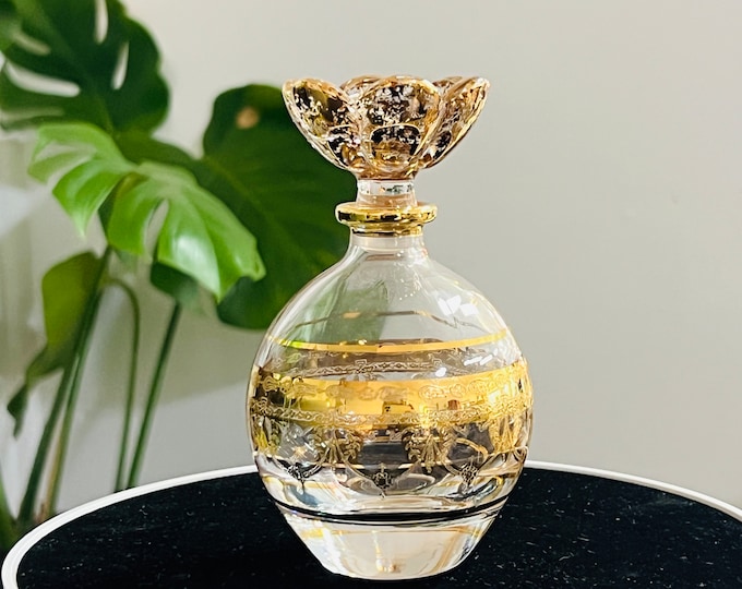 Royal Limited Crystal Perfume Bottle With Stopper Gold Gilded Decor