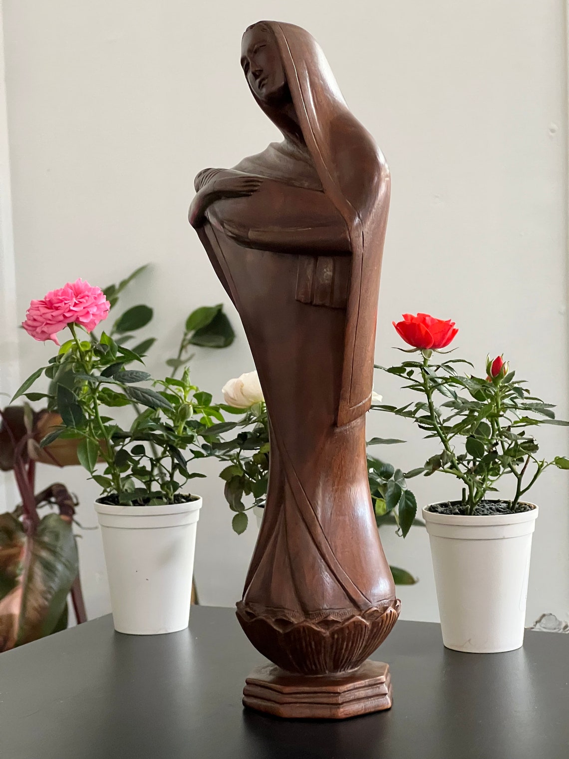 Vintage Hand Carved Wooden Mary and Jesus Statue Sculpture 12 3/4T - Etsy