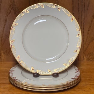 Vintage Lenox Essex Maroon 8 1/4&quot; Salad Plate  Set of 4 Made in USA