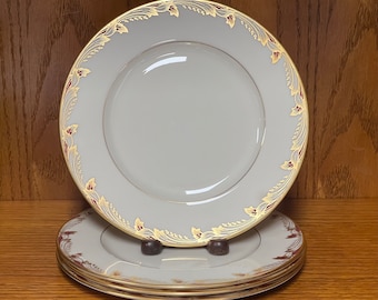Vintage Lenox Essex Maroon 8 1/4" Salad Plate  Set of 4 Made in USA