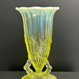 Antique Vaseline Glass Vase - Etsy