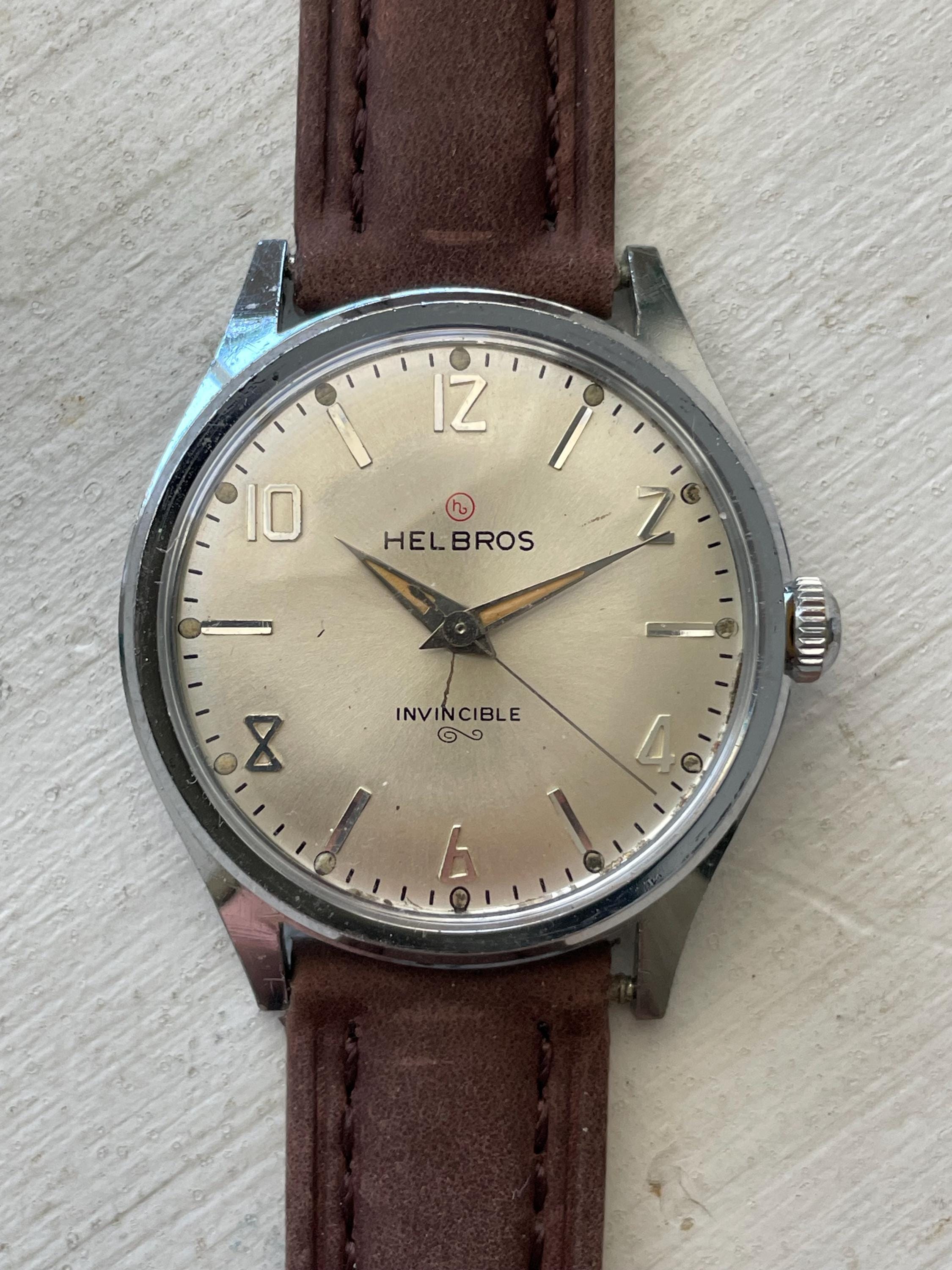 Vintage Helbros Invincible Quartz Diamond Watch Original Box
