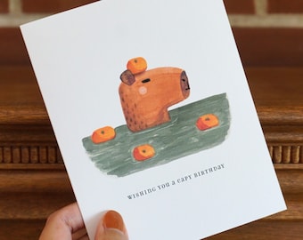 Capybara birthday card, Funny pun greeting card for him and her