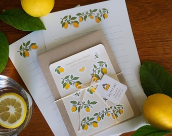 Spring Lemons pen pal letter set, letter writing set, handmade pen pal kit, gift for friend, illustrated letter writing stationery set
