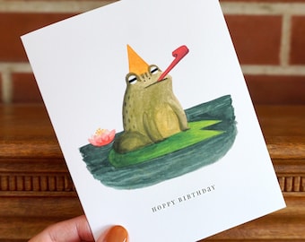 Party frog birthday card for him