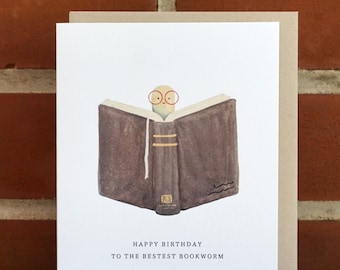 Bookworm Birthday Card: Fun handmade greeting for book lovers and readers