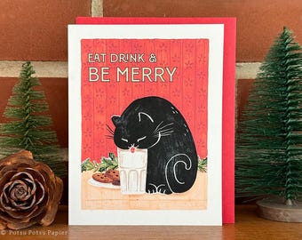 Funny Cat Christmas Card, Handmade holiday cards