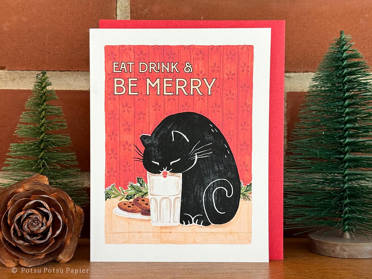 Funny Cat Christmas Card, Handmade Holiday Cards - Etsy