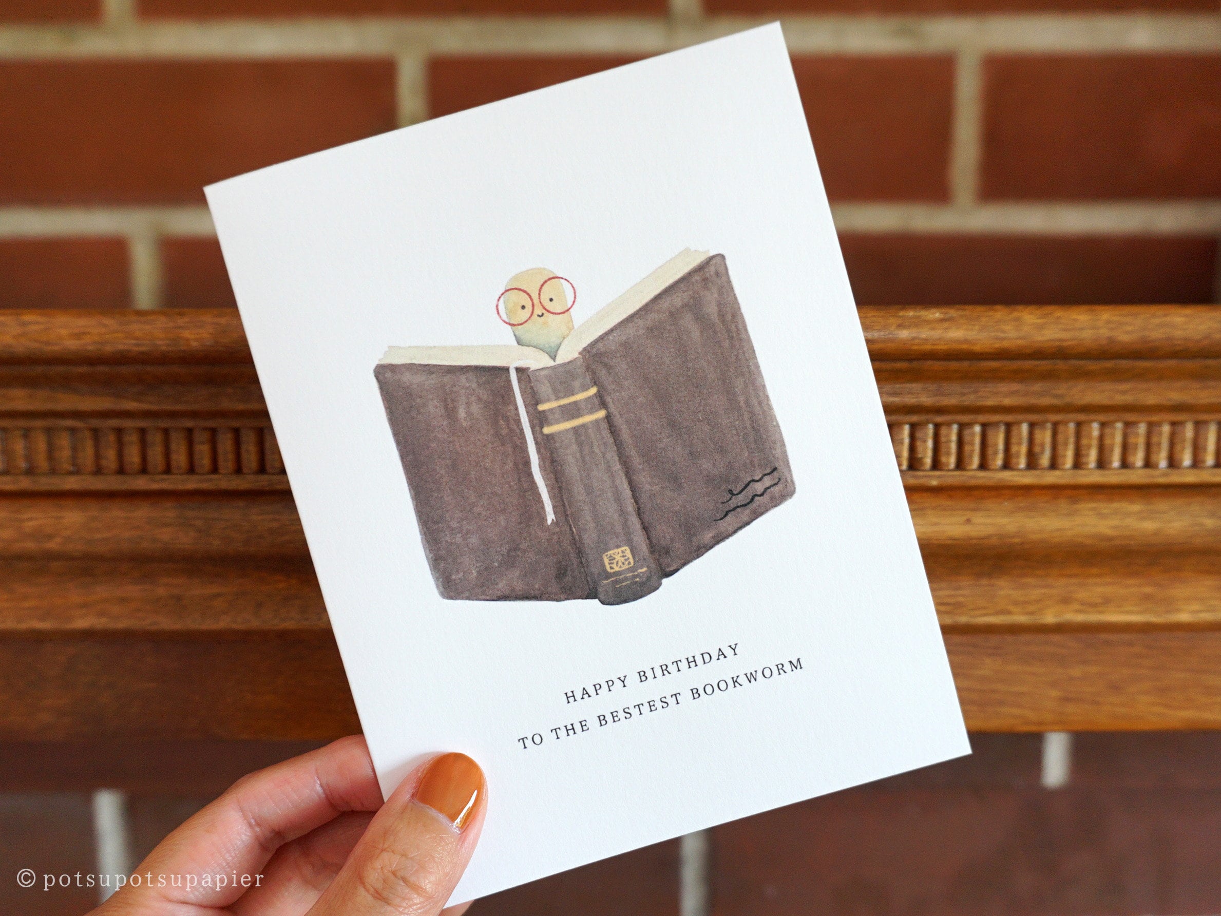 Bookworm Birthday Card: Fun Handmade Greeting for Book Lovers and ...