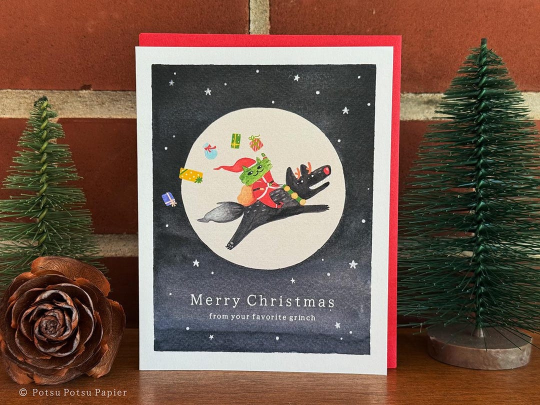 Funny Cat Christmas Card, Handmade Holiday Cards for Our Inner Krampus ...
