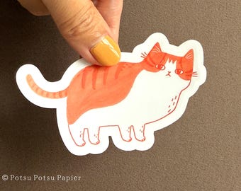 Cute orange cat sticker; for your laptop, phone, water bottle, and notebooks