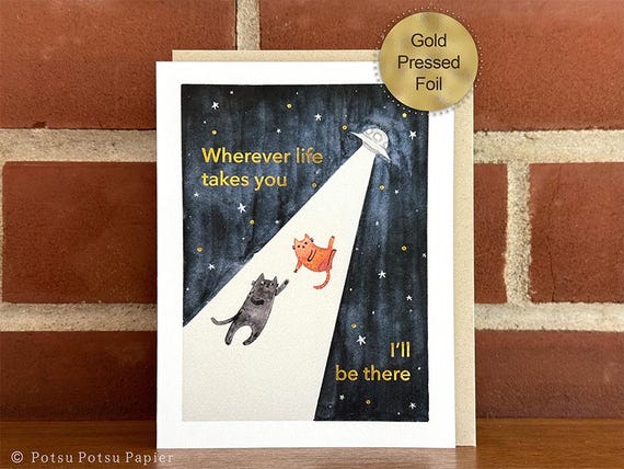 UFO Cat Card for anniversaries, friends, and valentine's day