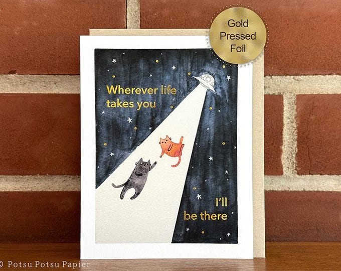 UFO Cat Card for anniversaries, friends, and valentine's day