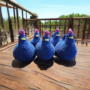 Handmade Crochet Stardew Valley Chickens – 6″ Tall, Multicolor (Blue, White, Brown & Black) – Baby-Safe Cuddly Plush