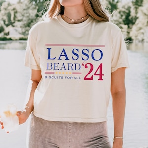 Lasso-T-shirt grappige crop-top verkiezing voor cadeau lasso-fan Lasso en baardgewas