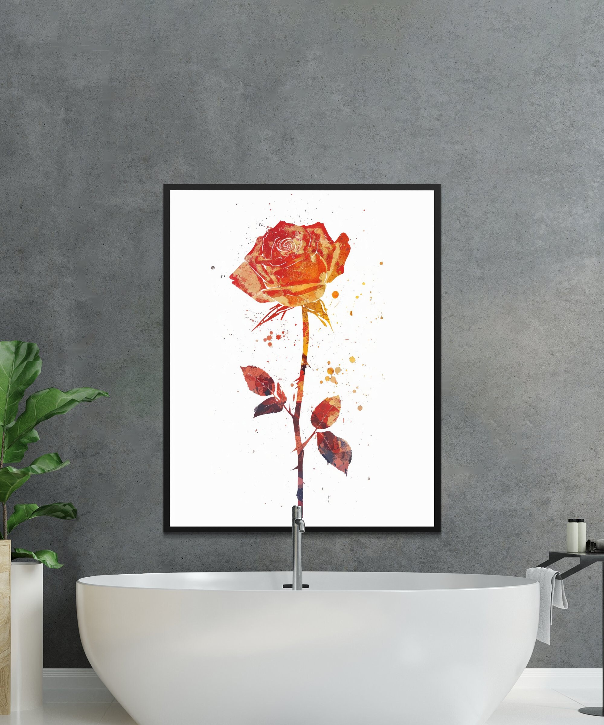 Rose Art Print, June Birth Month Flower, Watercolor Rose Wall Art ...