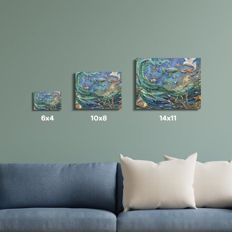 Colorful Mosaic Ocean Art, Digital Download, Printable Wall Decor ...