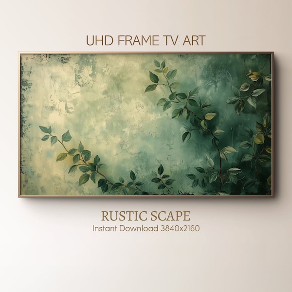 Frame TV Art | Vintage Oil Painting | Green Botanical Digital Painting | Modern Living Room Decor | Instant Download