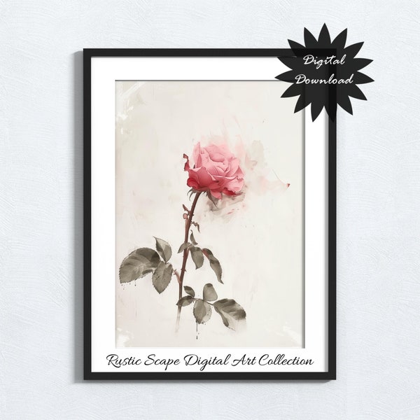 June Birth Month Flower Rose Printable Art, Instant Download Digital Wall Decor, Romantic Floral Home Decoration