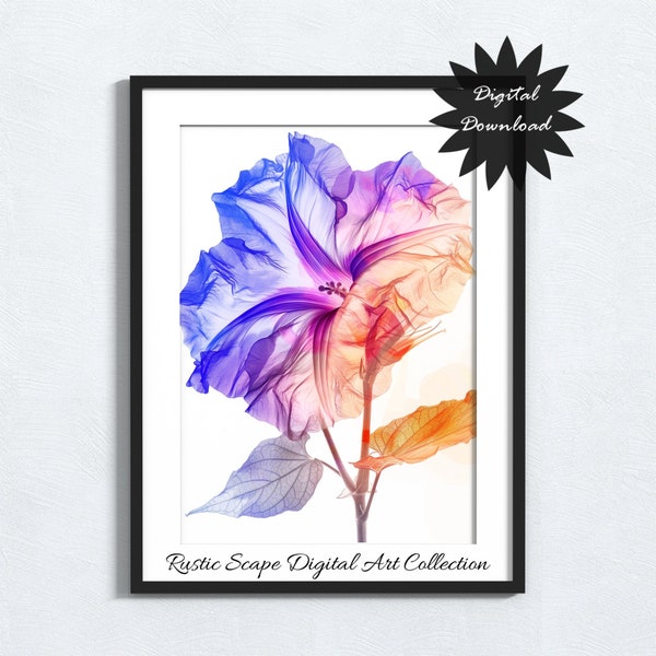 Morning Glory Art Print, September Birth Month Flower, Instant Download, Home Decor, Printable Wall Art