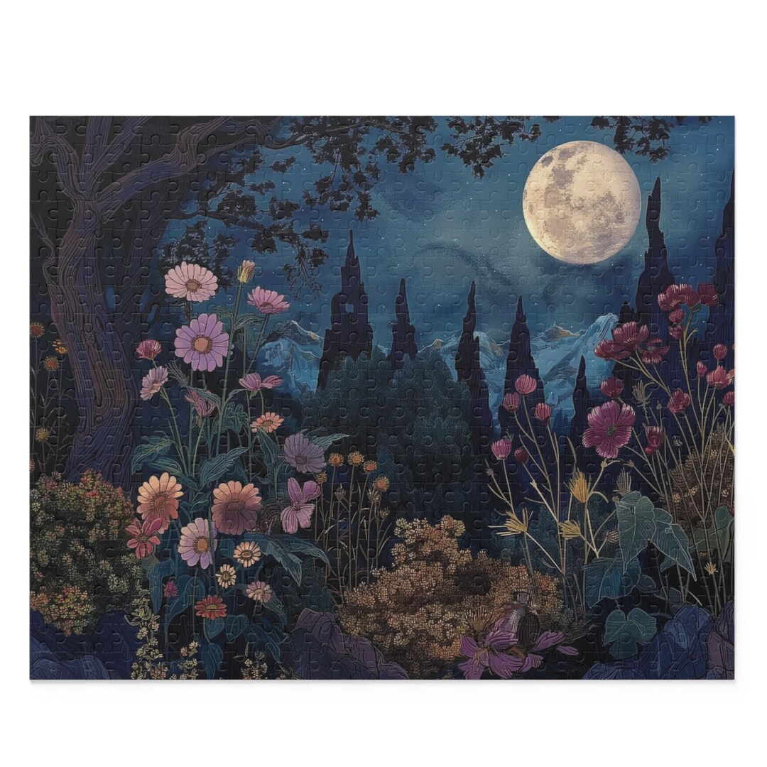 Moonlit Garden Puzzle 500pc Art Nouveau Jigsaw, Singing Flowers