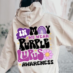 In May We Wear Purple Hoodie, Lupus Awareness Sweatshirt, Lupus Gifts, Lupus Support,Lupus Ribbon Sweater,Purple Ribbon,Awareness Sweatshirt