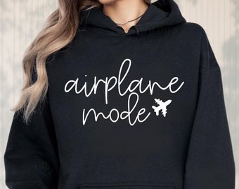 Sudadera con capucha en modo avión, sudadera con avión a juego, regalo para viajeros, vacaciones familiares, viaje de chicas, modo vacaciones, aventura de amigos, regalo de piloto