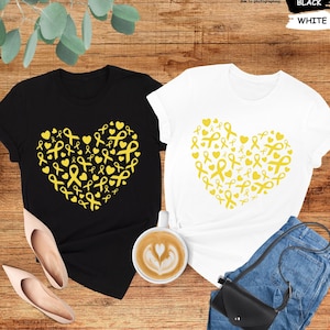 Sarcoma Cancer Heart Ribbon Shirt,Sarcoma Cancer Shirt,Sarcoma Cancer Awareness,Yellow Cancer Ribbon,Sarcoma Warrior Tee,Sarcoma Bone Cancer