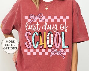 Comfort Colors® Coquette Checkered Teacher Shirt, Last Day of School Tee, Gift For Teacher, Summer Break, End Of School, Teachers Day Gift