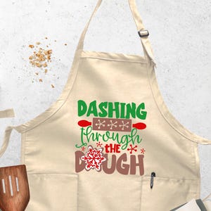Dashing Through The Dough, Christmas Baking Apron, Holiday Baking Gift, Funny Baker Gift, Christmas Cooking Gift, Baker Christmas Apron