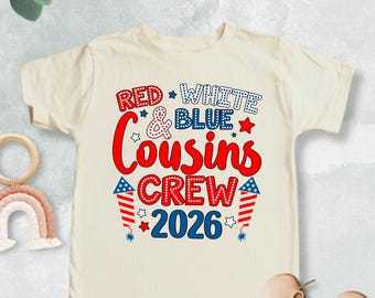 Cousins' Crew 2026 Kids Shirt, Red White Blue, Matching Tee, 4th Of July Kids Gift, Fourth Of July, Patriotic Family Reunion, Kids Party Tee