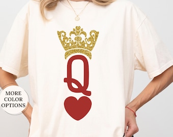 Comfort Colors® Queen Of Hearts Shirt, Funny Mom Birthday Gift, Birthday Queen Tee, Valentines Day, Birthday Girl, Girlfriend, Red Queen Tee