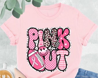 Pink Out Football Shirt, Breast Cancer Awareness Tee, Breast Cancer Shirt,Breast Cancer Warrior Shirt,Pink Ribbon Shirt,Cancer Patient Gifts