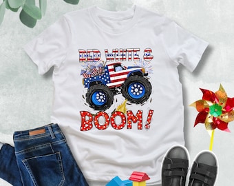 Boys 4th Of July Shirt, 4th Of July Monster Truck Shirt, Patriotic Monster Truck Shirt, Patriotic Kids Shirt, American Flag Kids Shirt