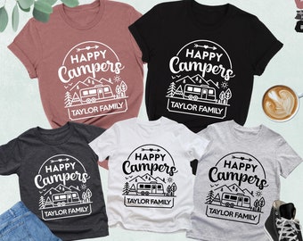 Personalized Family Camping Shirt, Happy Campers Family Shirt, Custom Camping Shirt,Family Camping Trip,Family Camping Trip,Camper Gifts