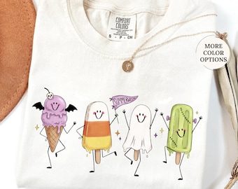 Comfort Colors Summerween Shirt, Ghost Ice Cream T-Shirt, Spooky Summer Tee, Summer Halloween Gift, Spooky Season Shirt, Funny Ghost T-Shirt