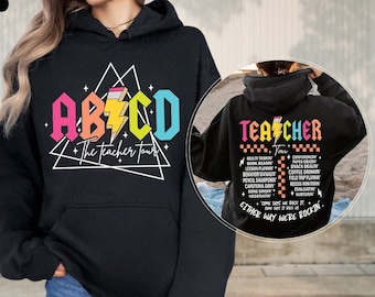 ABCD Teacher Tour Hoodie, Teacher Summer Sweatshirt,Gift For Teacher,Funny Teacher Sweat,Teacher Appreciation,Appreciation Gift,Teacher Life