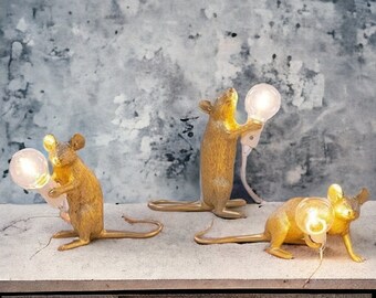 Maus Ratte Kunstharz Lampe Licht | Kleine Tischlampe Maus Ratte | Nachttischlampe | Wohnzimmer Schlafzimmer Maus Lampe | Nachtlicht | Wohndekor