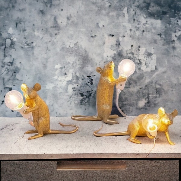 Mouse Rat Resin Lamp Light | Small Tabletop Mouse Rat Lamp | Bedside Table Lamp | Living Room Bedroom Mouse Lamp | Night Light | Home Decor